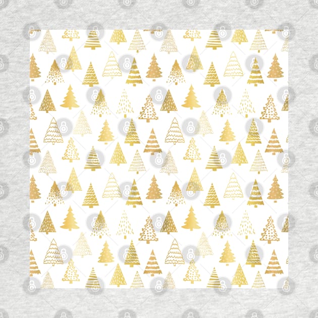 Christmas Trees Faux Gold Foil by Sandra Hutter Designs